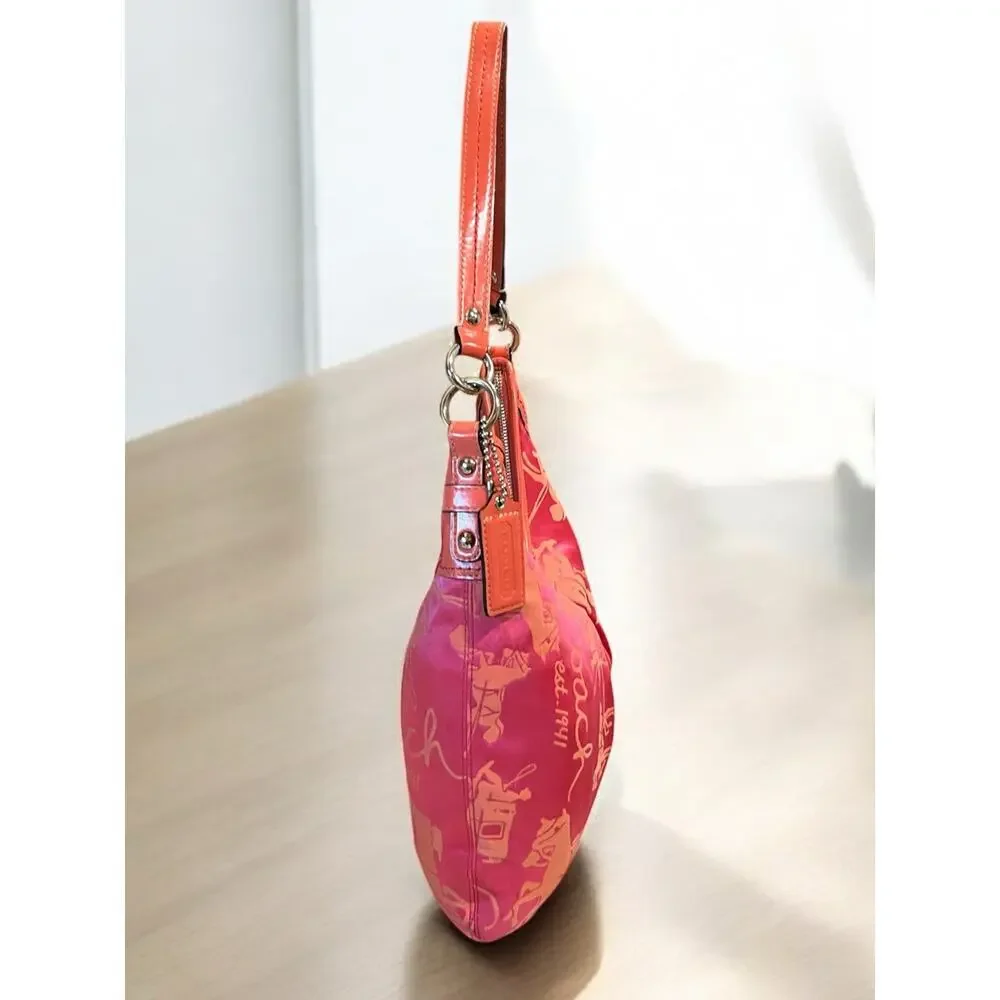 Y2K Coach F14480 Horse & Carriage Sateen Hobo Bag & Pleated Wristlet